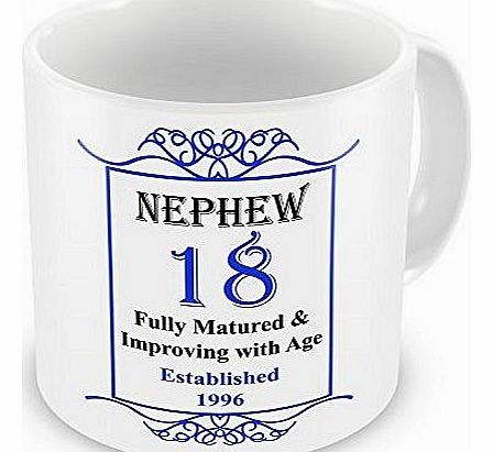 NEPHEW 18th Birthday Established 1996 Year Mug - Blue