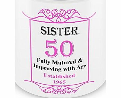 GIFT MUGS SISTER 50th Birthday Established 1965 Year Mug - Pink