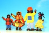 Set of 4 African wooden dolls for dolls house