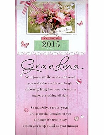 Gift Wishes 2015 Grandma Slim Wall Calendar Inspirational Quotes with Free Pocket Calendar Christmas Gift Flowers Scenery Gran Granny Grandmother