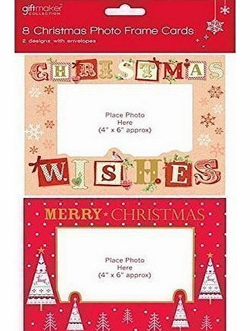 Giftmaker Collection 8 Christmas Personalised Photo Frame Cards 
