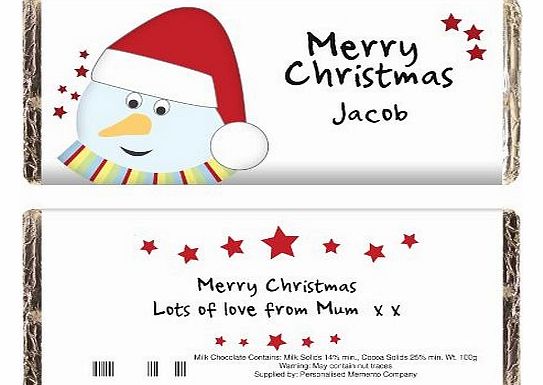 Gifts for Children Personalised Snowman Christmas Chocolate Bar Great Fun Gift for Kids Boys Girls Men Women Stocking Filler