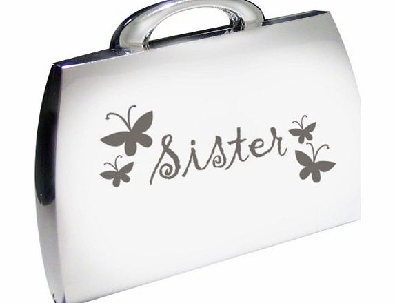 Gifts for Women Silver Finish Engraved Sister Handbag Compact Mirror with Butterflies Great Gifts Idea for Birthday Gift Christmas Presents
