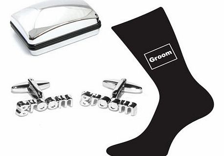 Groom Wedding Silver Plated Cufflinks & Socks Set