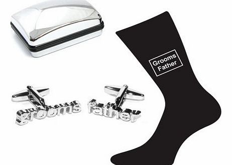 Grooms Father Wedding Silver Plated Cufflinks & Socks Set