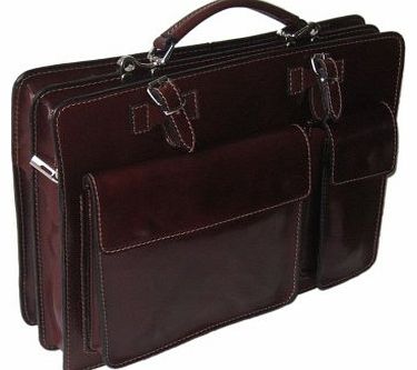 Classic Style Italian Leather Briefcase Brown