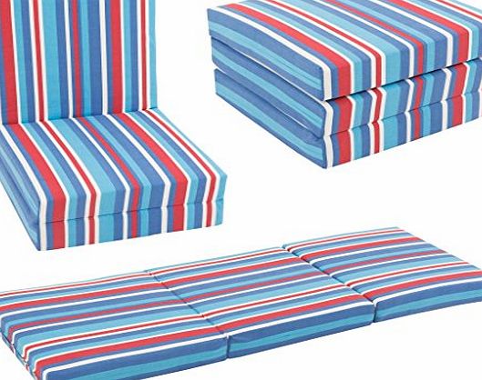 BLUE STRIPE Kids Folding Chair Bed Futon Guest Z bed Childrens Chairbed