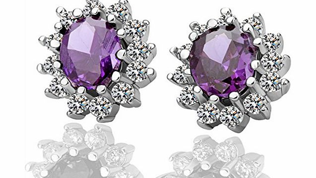 Gilind Princess amethyst earrings fashion white gold plated jewelry gift box