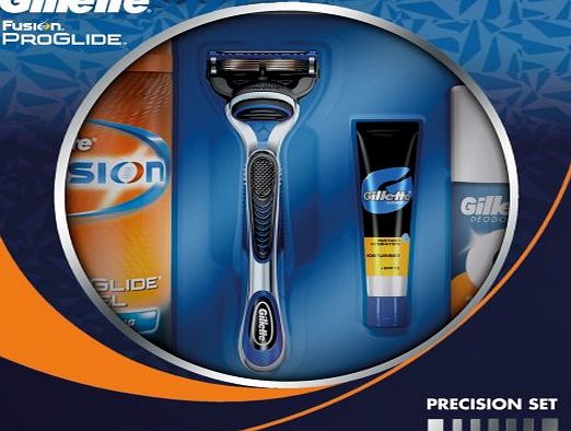 Gillette Precision Gift Set includes ProGlide Razor, Proglide Hydrating Shave Gel, Mini Moisturiser and Mini Deoderant