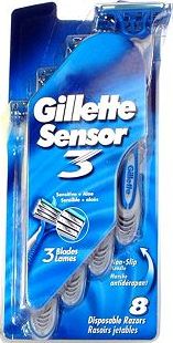 Gillette, 2041[^]10029432 Sensor 3 Disposable Razors - 8 Pack