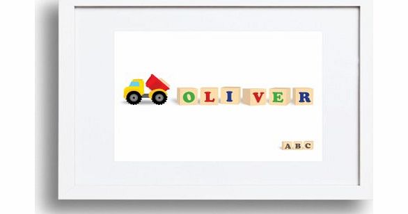 Ginger Ink Design Baby or childs personalised gift - Name print/picture in Boy Building Blocks theme - A4