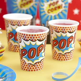 Ginger Ray Paper Cups - Pop Art Superhero Party