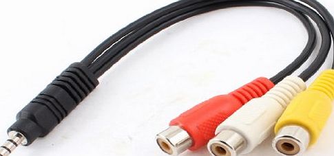 Gino 3.5mm Male Plug to 3 RCA Female Audio Video AV Cable 22cm