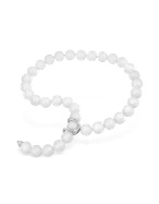White Agate Pearl Strand Lariat Necklace