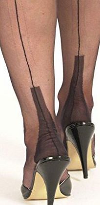 Gio Fully Fashioned Cuban Heel Seamed Stockings, Chocolate, size 9 (UK Shoe Size 4-5, Height 52`` - 55``)