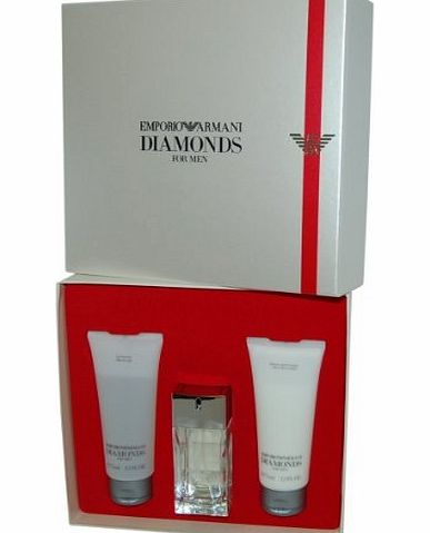Emporio Armani Diamonds for Men by Giorgio Armani Eau de Toilette Spray 50ml, Shower Gel 75ml & Aftershave Balm 75ml
