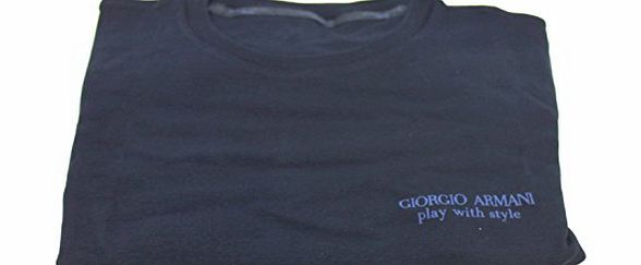 Giorgio Armani  PARFUMS PLAY WITH STYLE NAVY BLUE T-SHIRT FOR MEN WHITE LOGO