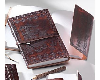 NEW LEATHER BOUND ELEPHANT NOTEBOOK / NOTEPAD / DIARY MENS GIFT (LARGE)