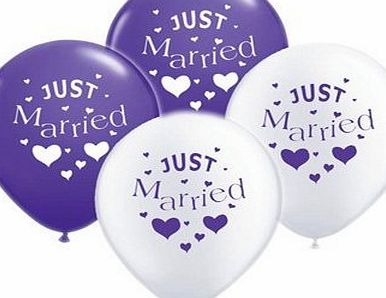 Glam-Balloons Just Married Purple amp; White Balloon Pack (10 Pack) (XBP309)
