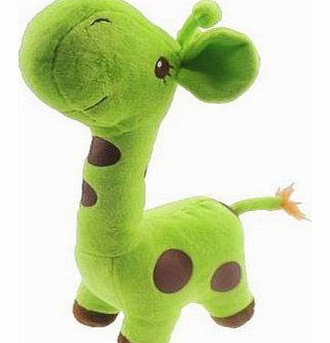 Cuddly Girls Boys 10`` Tall Soft Plush Brown Spotted Giraffe Teddy Toy Window Sucker Lime green