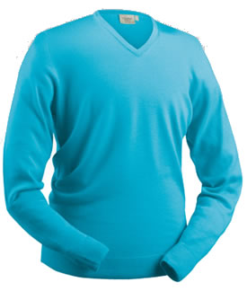 glenbrae Golf Sweater Fine Merino Kingfisher