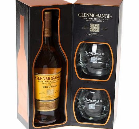 Glenmorangie 70cl Single Malt Scotch Whisky with branded tumblers