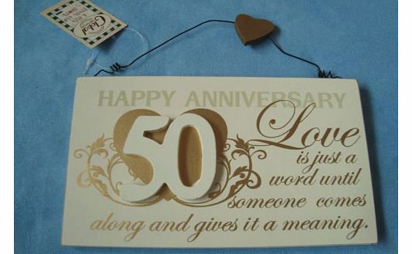 Global Golden Wedding Anniversary 50yrs Gift Plaque Sign Sentiment Wording Keepsake
