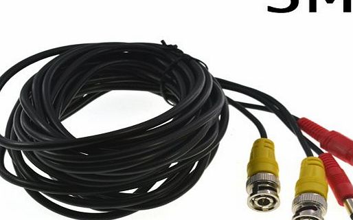 Globalebuy 5M / 16.4 Feet BNC Video Power Cable For CCTV Camera DVR Security System (5M)