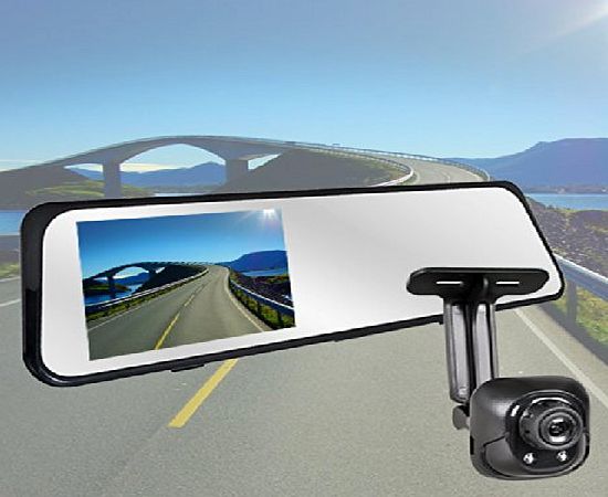 Globalebuy New 3 In 1 HD 1080P 4.3`` Car DVR Accident Video Recorder Rear View Camera Mirror GPS (Genuine 6000A, Slimmest, with G-sensor, Quality Ensured)