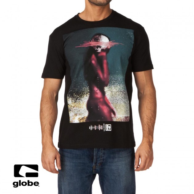 Mens Globe Magenta T-Shirt - Black