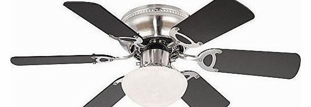 E27 Ceiling Fan with Brushed Nickel Blades, Beech/ Graphite