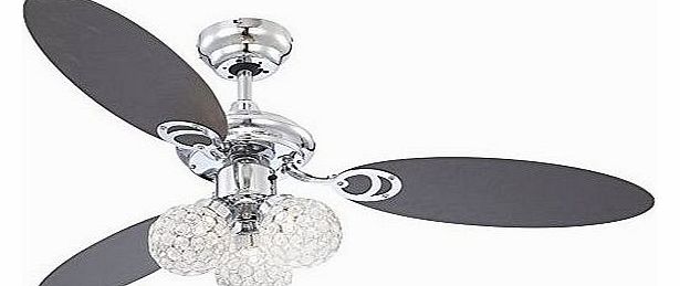 Globo G9 Ceiling Fan with Chrome Blades, White/ Graphite