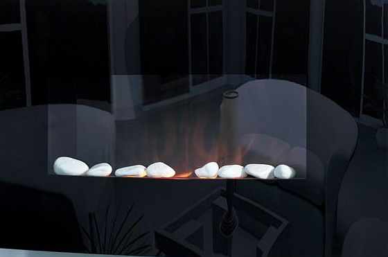 GLOWMASTER WARWICK COMPACT BLACK CURVED GLASS MIRROR PANEL WALL MOUNTED ELECTRIC FLICKER LIVING FLAME FIRE FIREPLACE