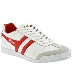 Male Gola Harrier Leather Upper Fashion Trainers in White and Red
