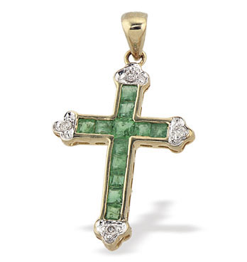Diamond Emerald Cross & Chain (266)