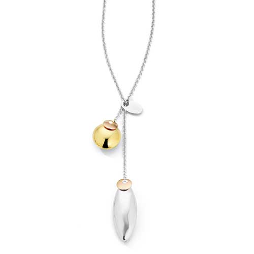 16 Inch Drop Necklet In 9 Carat White Rose and Yellow Gold