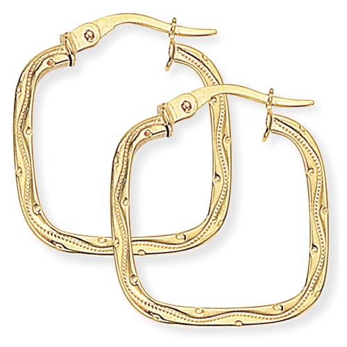 23mm Square Hoop Earrings In 9 Carat Yellow Gold