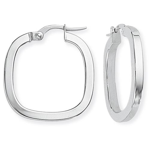 Gold Essentials 23mm Square Tube Square Hoop Earrings In 9 Carat White Gold