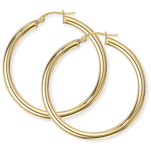 Gold Essentials 37mm Classic Hoop Earrings In 9 Carat Yellow Gold