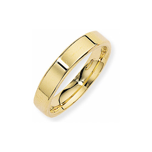 4mm Flat Court Band Ring Wedding Ring In 18 Ct Yellow Gold