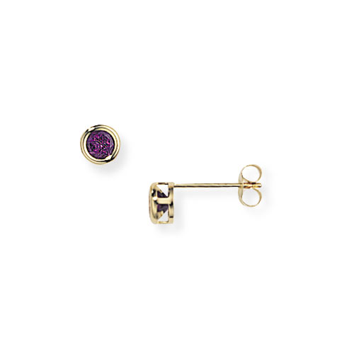 5mm Amethyst Stud Earrings In 9 Carat Yellow Gold