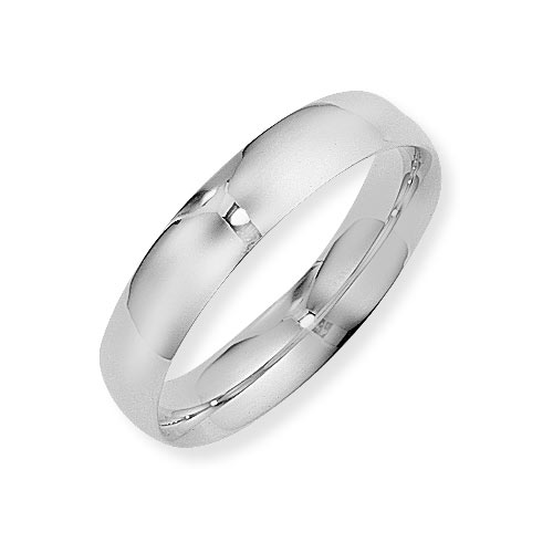 5mm Court Shape Wedding Ring In 18 Carat White Gold