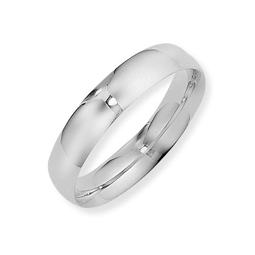 5mm Court Shape Wedding Ring In 9 Carat White Gold