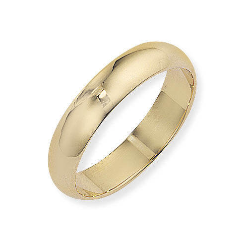 5mm D Shape Band Ring Wedding Ring In 18 Ct Yellow Gold