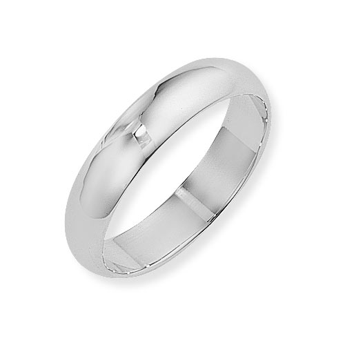 5mm D Shape Band Ring Wedding Ring In 9 Ct White Gold