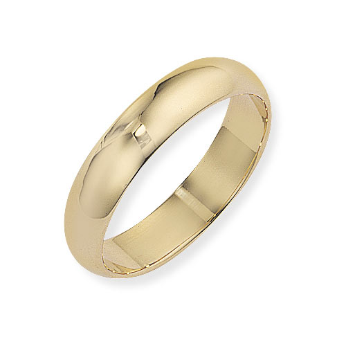 5mm D Shape Band Ring Wedding Ring In 9 Ct Yellow Gold