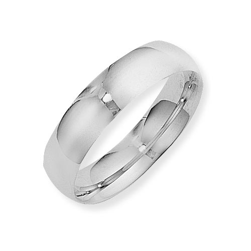 6mm Court Shape Band Ring Wedding Ring In 18 Carat White Gold
