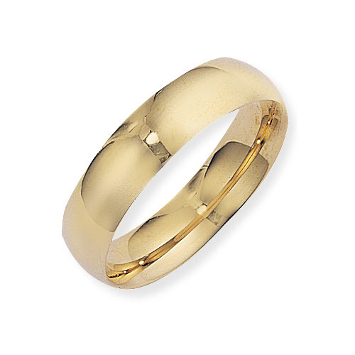 6mm Court Shape Band Ring Wedding Ring In 18 Carat Yellow Gold