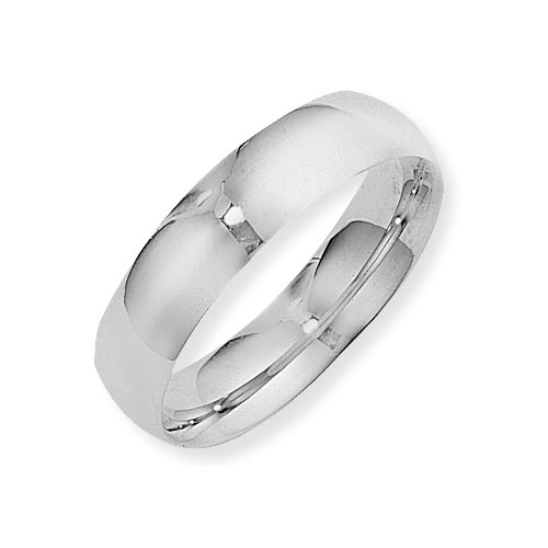 6mm Court Shape Band Ring Wedding Ring In 9 Carat White Gold