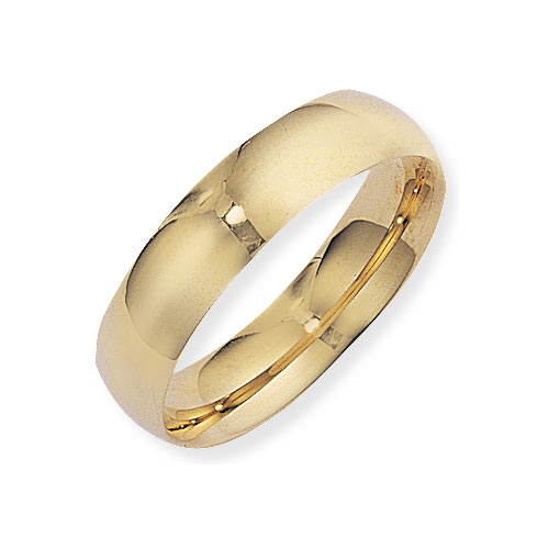 6mm Court Shape Band Ring Wedding Ring In 9 Carat Yellow Gold